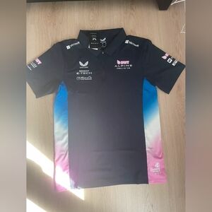 Alpine Racing Polo Shirt with Pink & Blue Gradient Panels